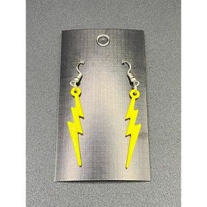 Yellow Plastic Lightning Bolts Earrings